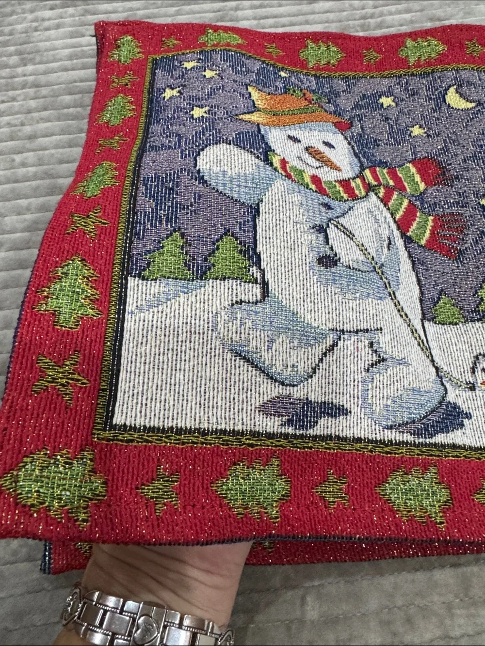Holiday Snowman Sparkle Tapestry Placemat Set of 4
